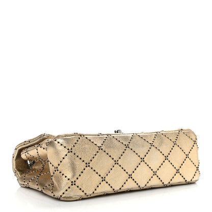 Chanel Metallic Lambskin Quilted Side Stitch Mini Rectangular Flap Gold 4 of 13