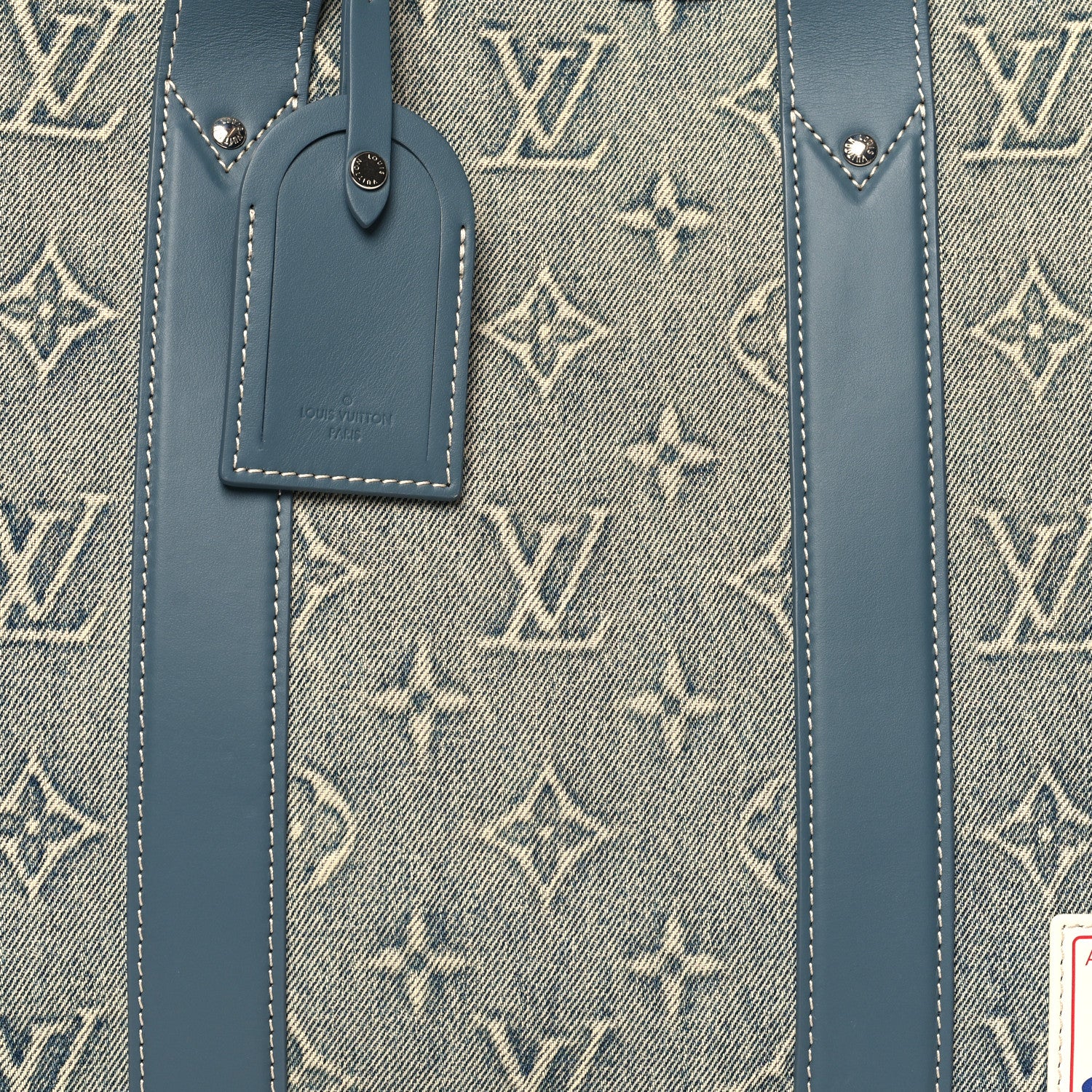 Louis Vuitton Monogram Washed Denim Weekend Tote NM Blue 7 of 9