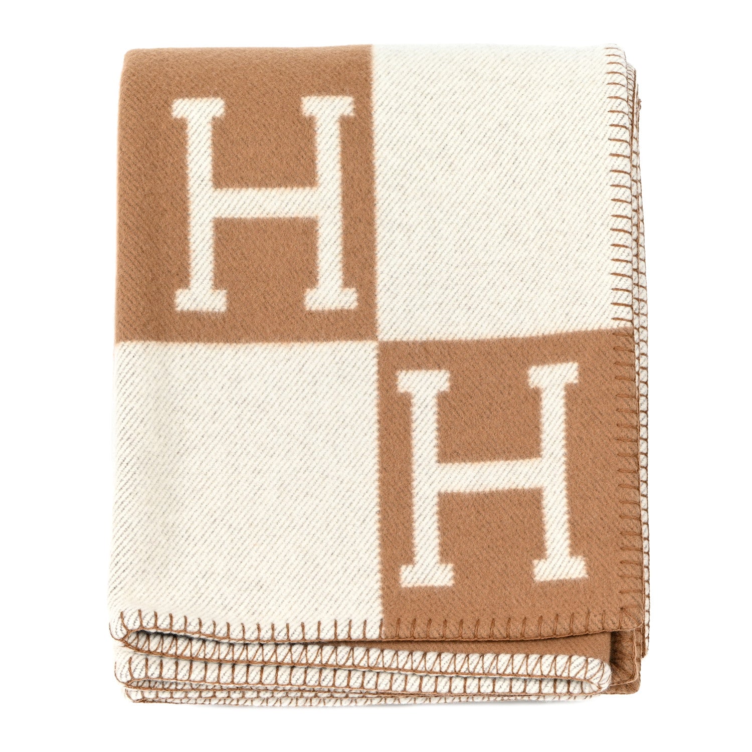 Hermes Wool Cashmere Avalon Blanket Ecru Camel 1 of 3