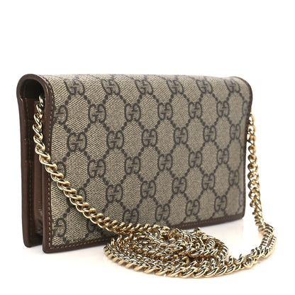 Gucci GG Supreme Monogram Azalea Calfskin Horsebit 1955 Wallet On Chain Beige Ebony Brown Sugar 3 of 10