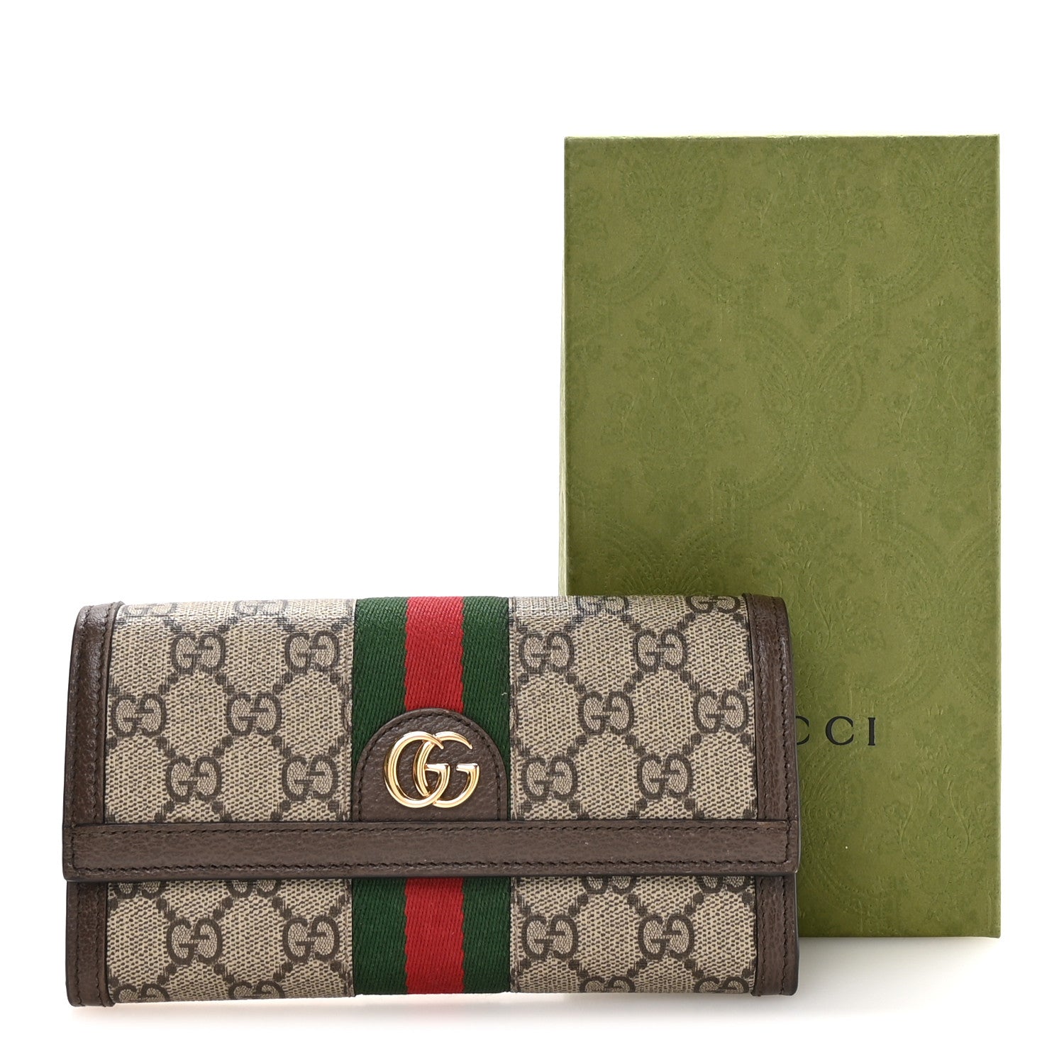 Gucci GG Supreme Monogram Web Ophidia Continental Wallet Brown 8 of 9