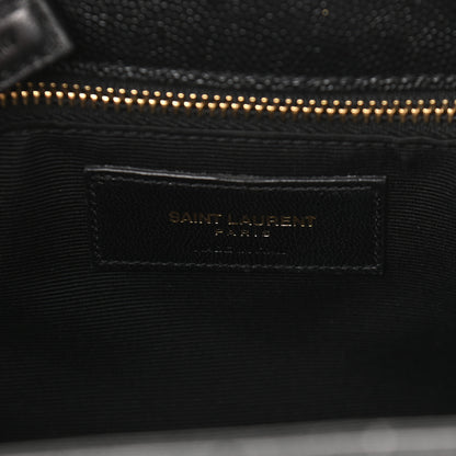 Saint Laurent Grain De Poudre Matelasse Chevron Monogram Shopping Bag Black 6 of 10