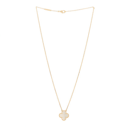 Van Cleef & Arpels 18K Yellow Gold Mother of Pearl Vintage Alhambra Pendant Necklace 3 of 5