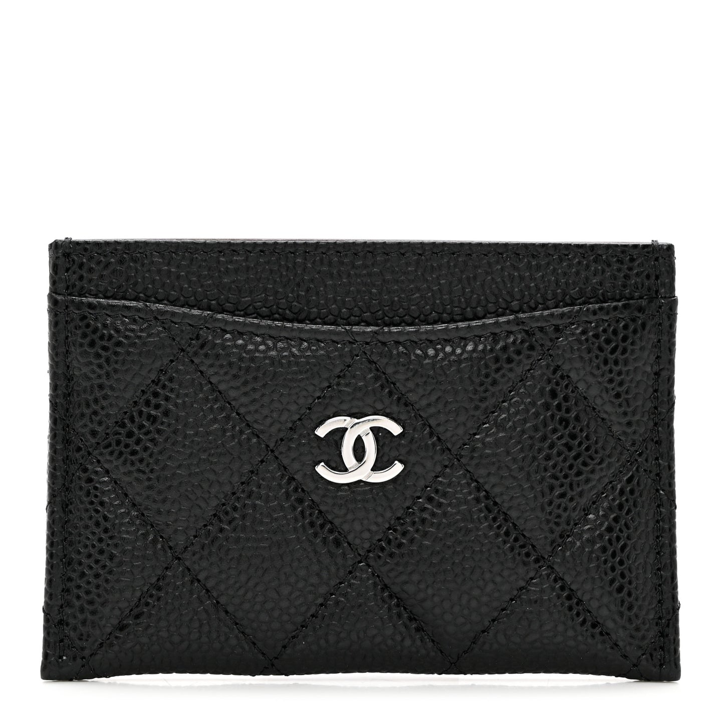 Caviar Quilted Card Holder Black