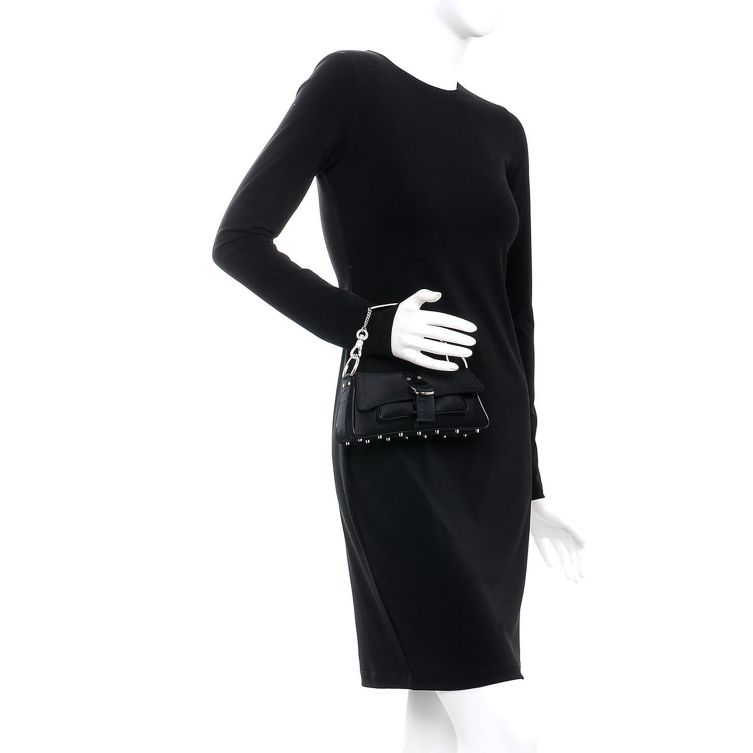 Christian Dior Satin Crystal Hardcore Clutch Black 2 of 7