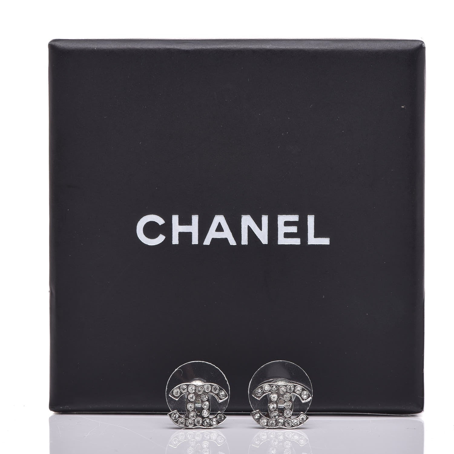 Chanel Crystal Mini Timeless CC Earrings Silver 6 of 6
