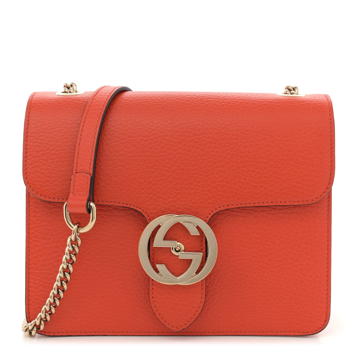 Dollar Calfskin Small Interlocking G Shoulder Bag Sun Orange
