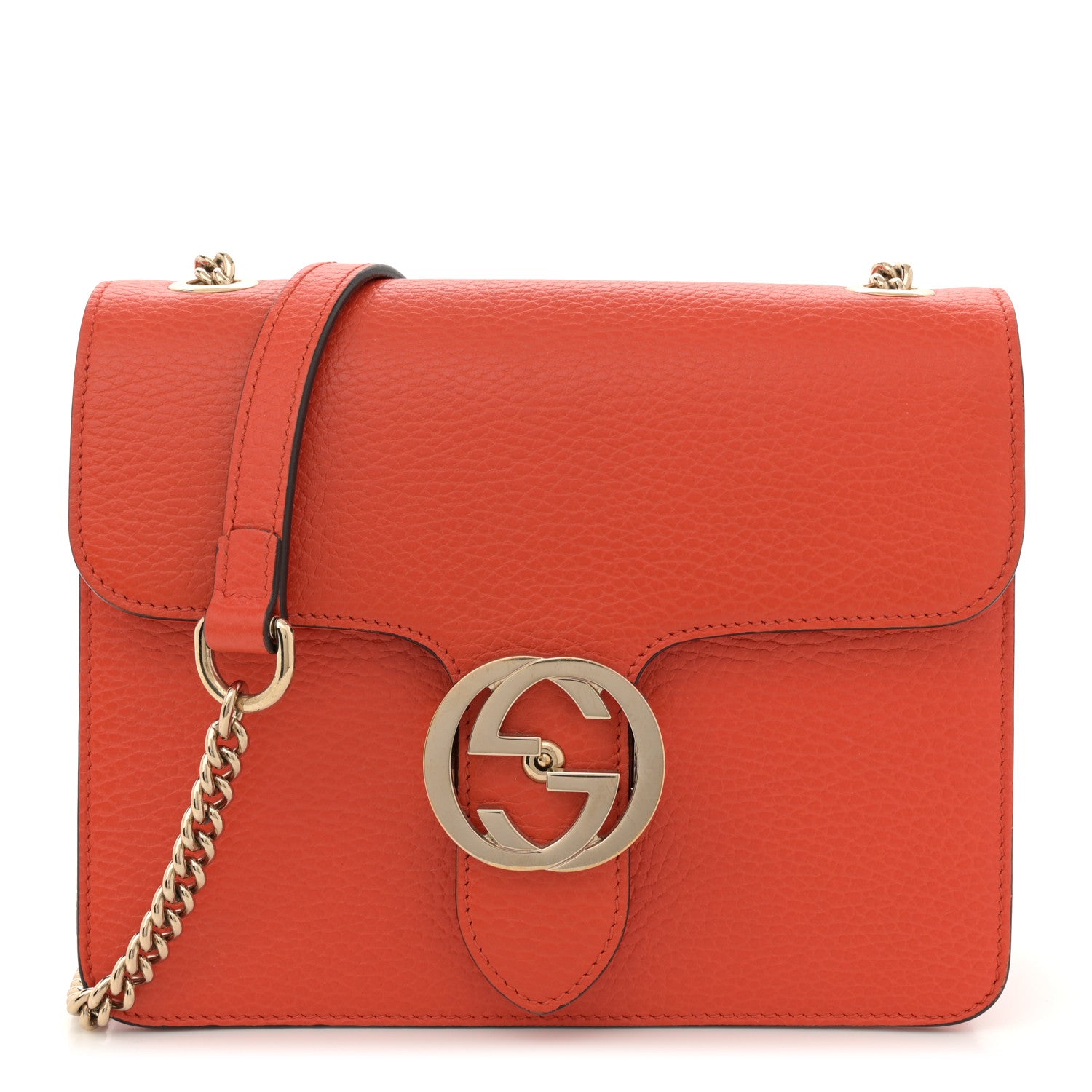 Gucci Dollar Calfskin Small Interlocking G Shoulder Bag Sun Orange 1 of 13
