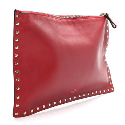 Valentino Garavani Vitello Large Rockstud Zip Pouch Red 3 of 6