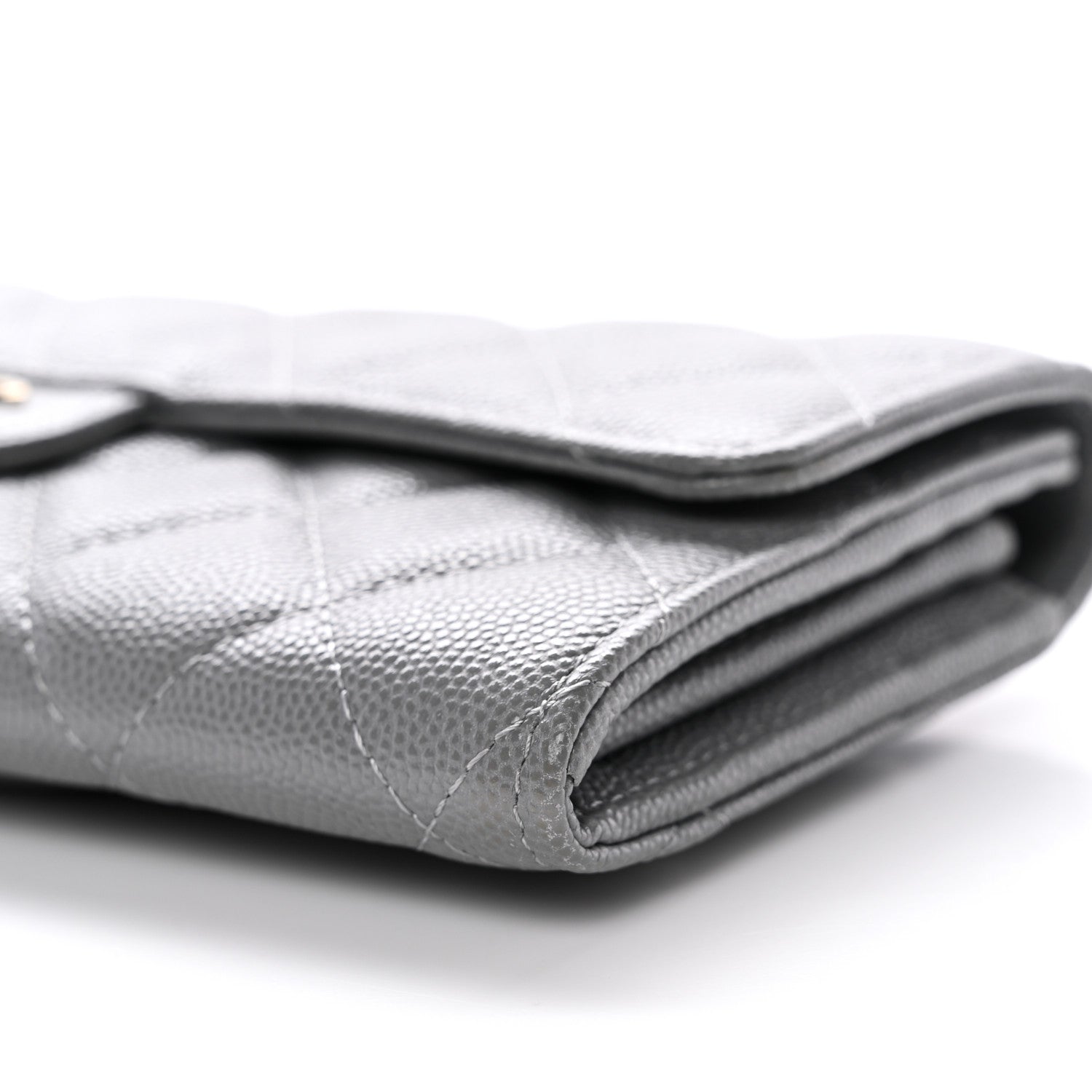 Chanel Caviar Quilted Large Gusset Flap Wallet Grey 11 of 11