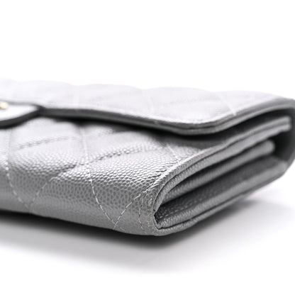 Chanel Caviar Quilted Large Gusset Flap Wallet Grey 11 of 11