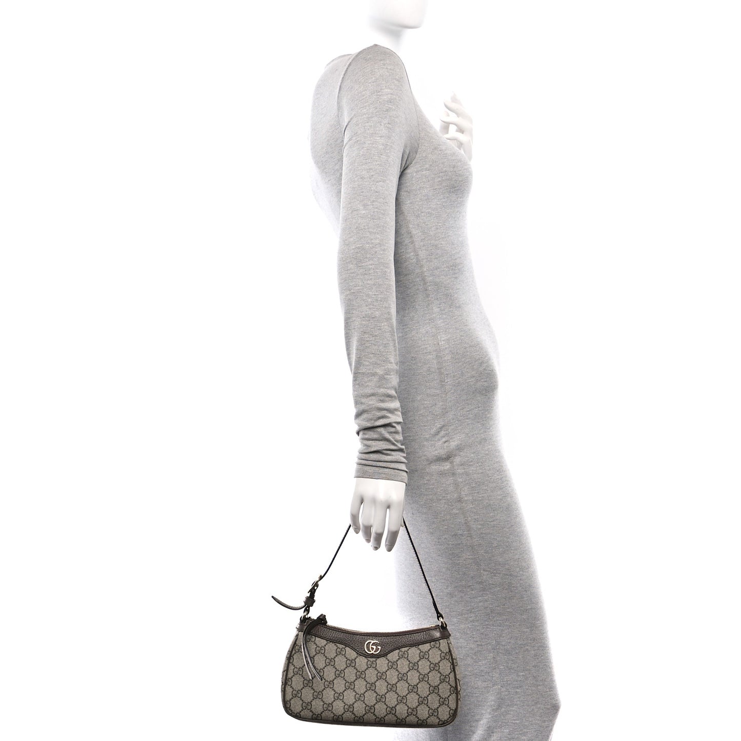 GG Supreme Monogram Textured Dollar Calfskin Small Ophidia Hobo Beige Ebony New Acero