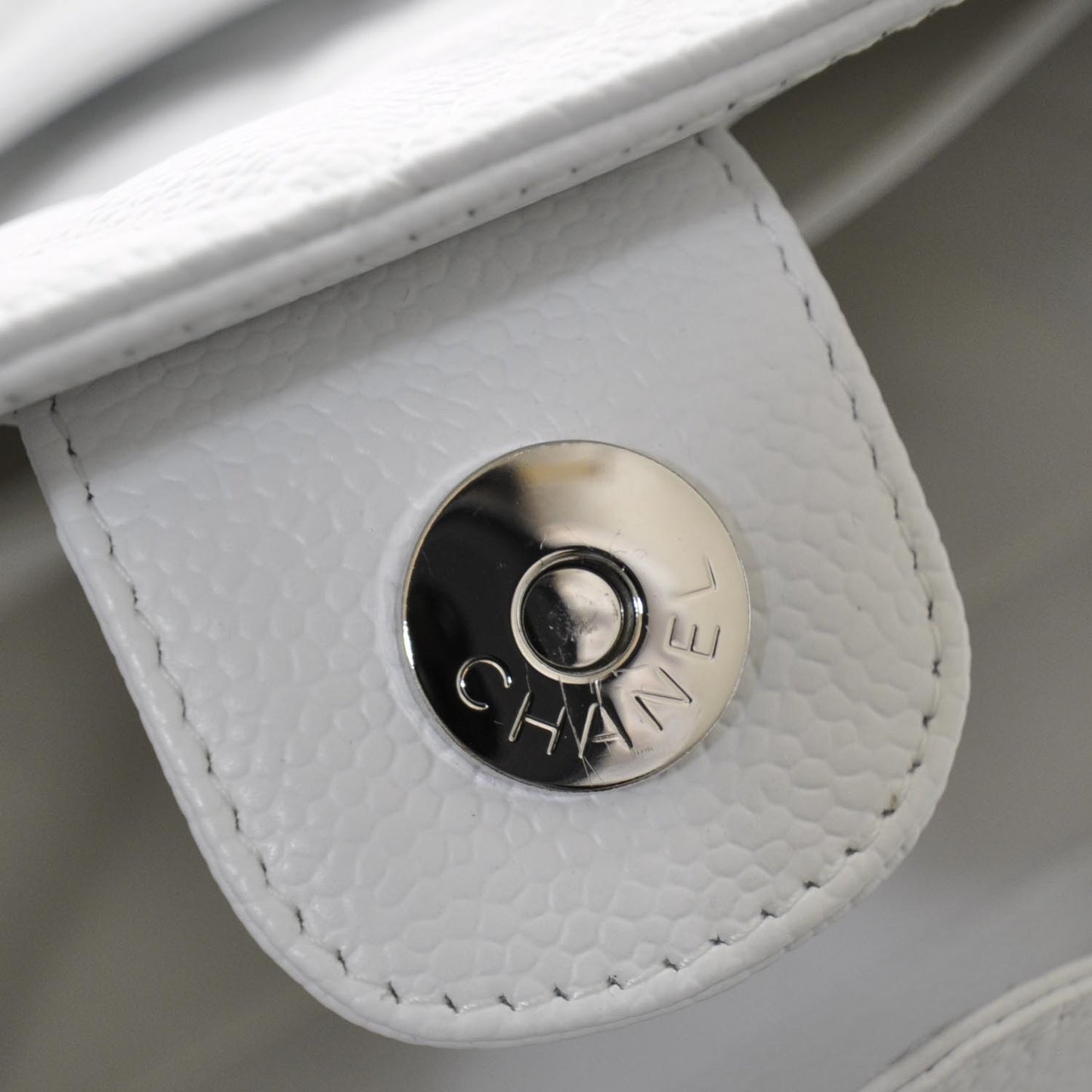 Caviar Petit Shopping Tote PST White