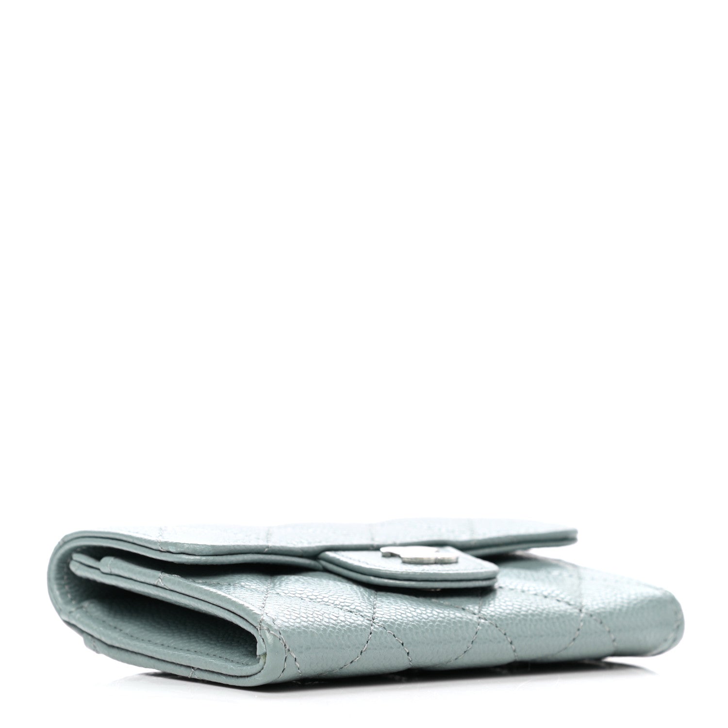 Chanel Caviar Quilted Flap Card Holder Wallet Light Blue 4 of 9