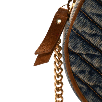 Saint Laurent Denim Quilted Monogram Round Crossbody Bag Rodeo Blue 12 of 13