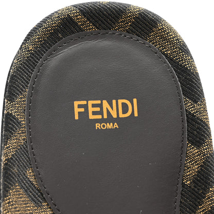 Fendi Fabric Jacquard Nappa FF Womens Fendi Feel Slide Sandals 38 Tobacco Black Miele Scuro 8 of 9