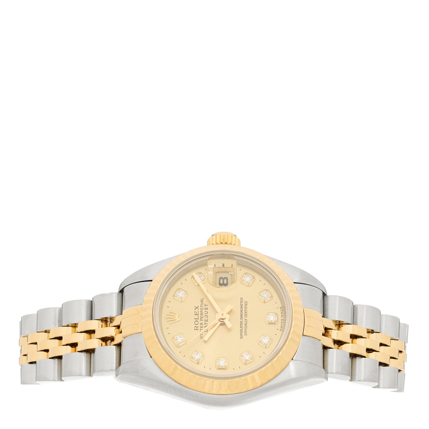 Stainless Steel 18K Yellow Gold Diamond 26mm Oyster Perpetual Datejust Watch Champagne 69173
