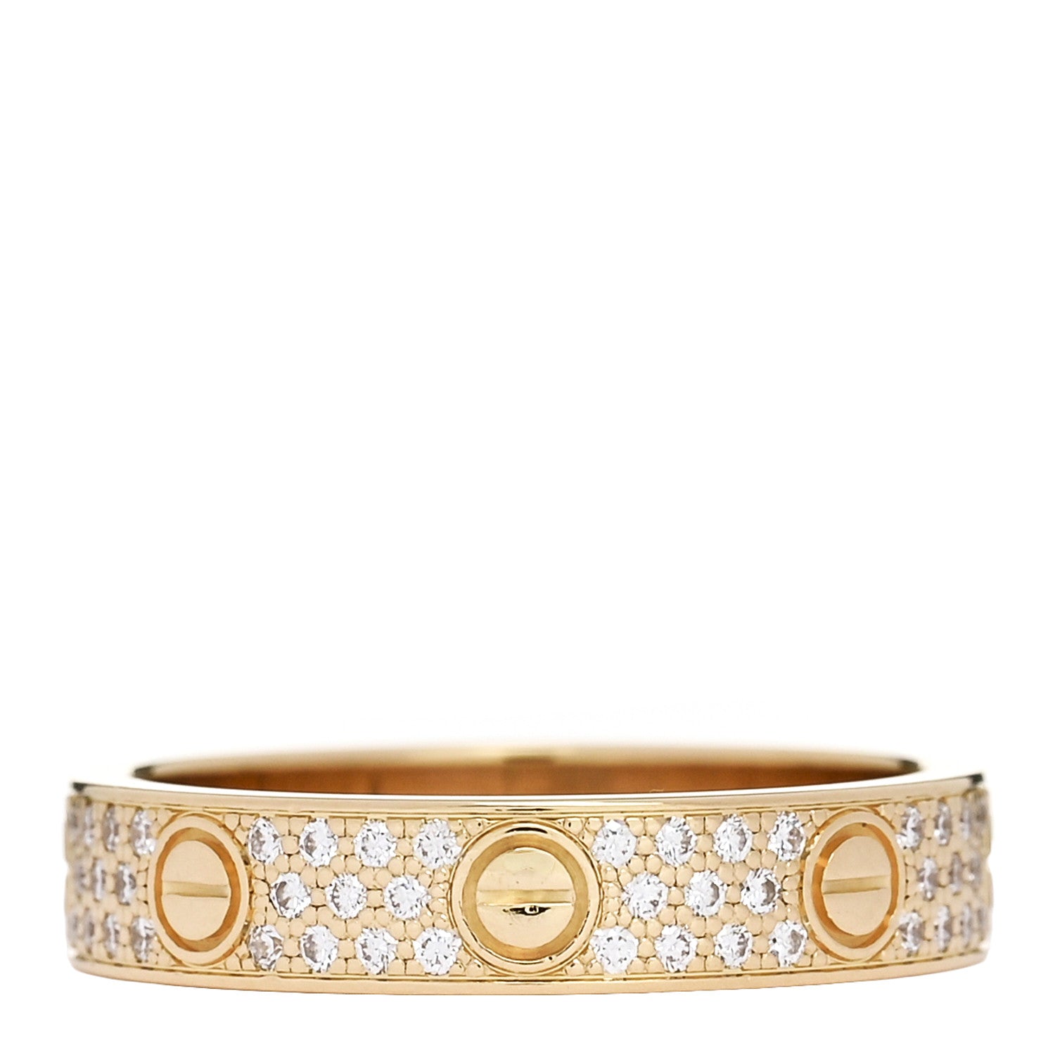 Cartier 18K Yellow Gold Diamond 4mm LOVE Wedding Paved Band Ring 51 5.75 3 of 4