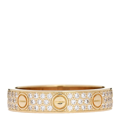 Cartier 18K Yellow Gold Diamond 4mm LOVE Wedding Paved Band Ring 51 5.75 3 of 4