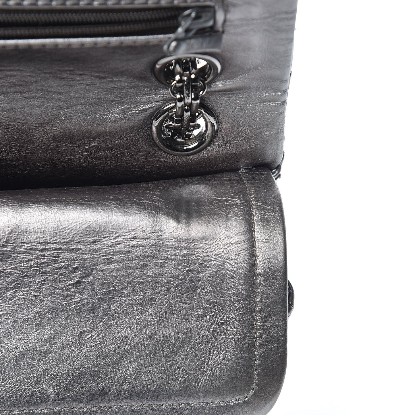 Metallic Aged Calfskin Quilted 2.55 Reissue 226 Flap Silver
