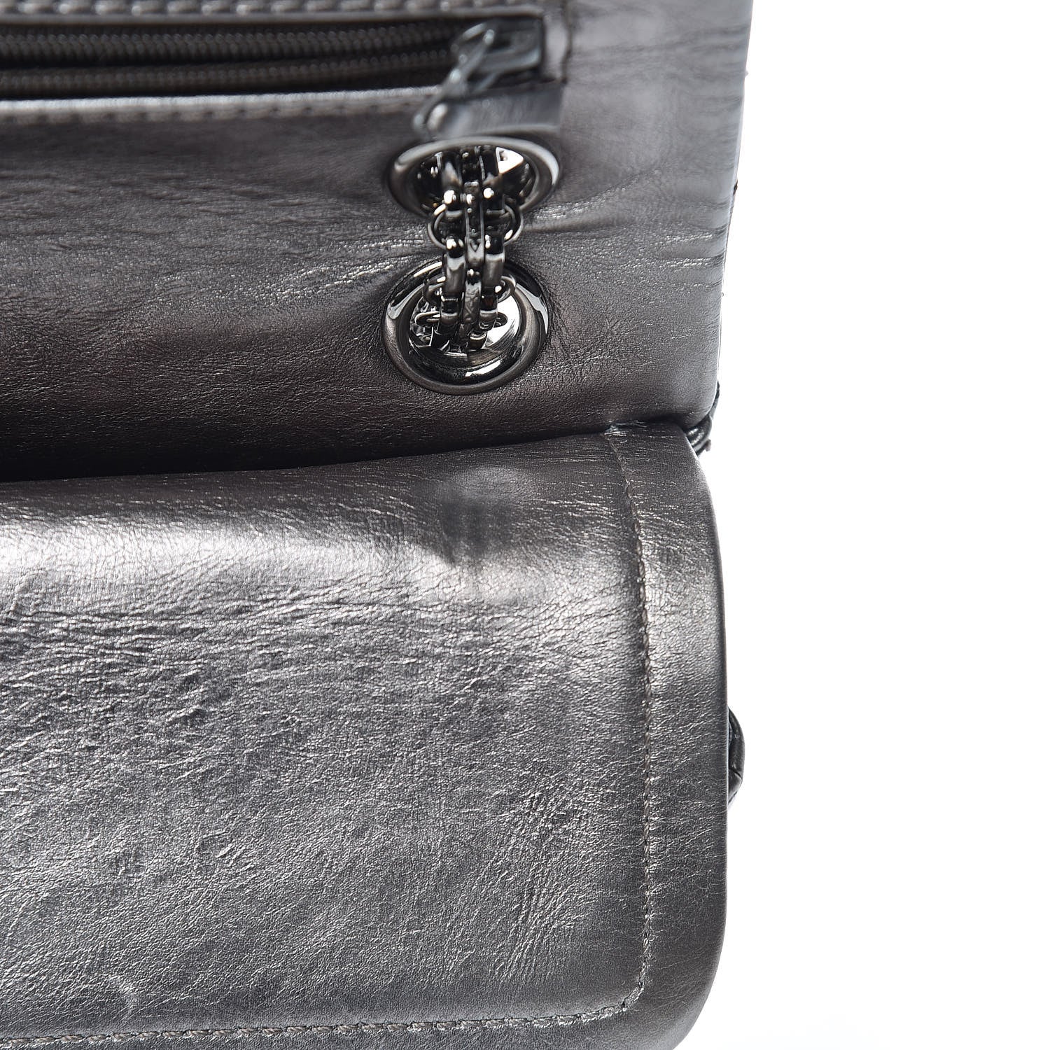 Chanel Metallic Aged Calfskin Quilted 2.55 Reissue 226 Flap Silver 14 of 16