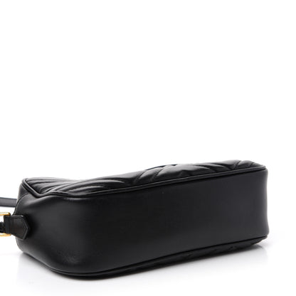 Gucci Calfskin Matelasse Small GG Marmont Chain Shoulder Bag Black 4 of 11