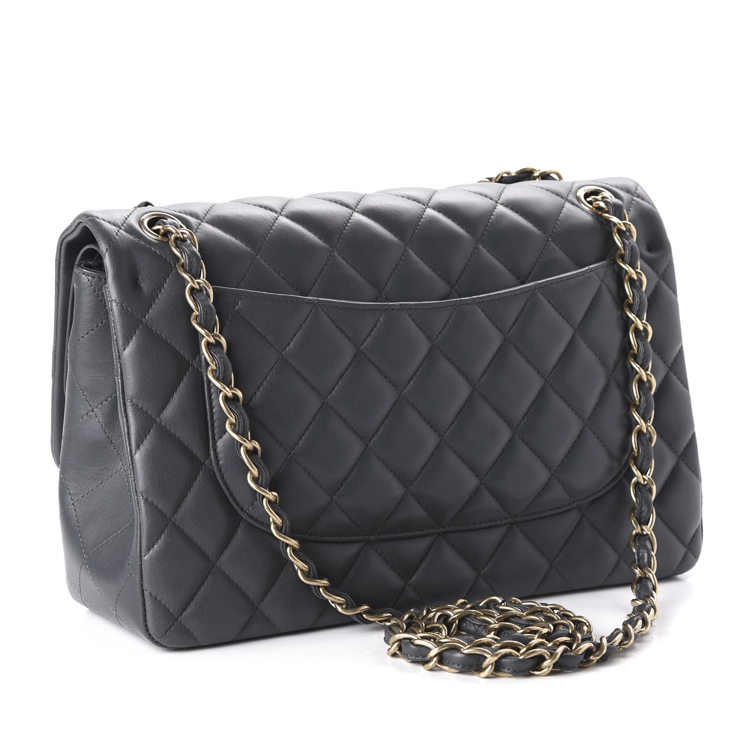Chanel Lambskin Quilted Jumbo Double Flap Charcoal Grey 3 of 10