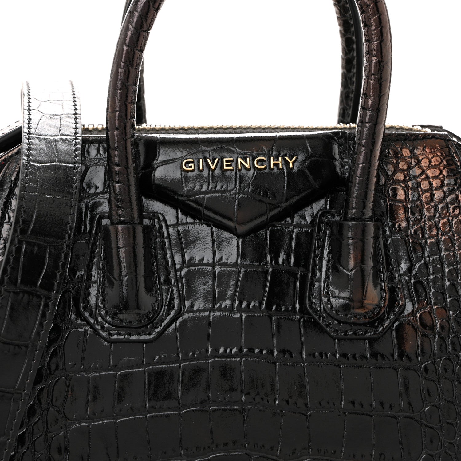 Givenchy Calfskin Crocodile Embossed Mini Antigona Black 8 of 11