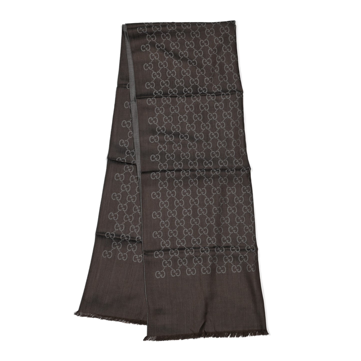 Wool Silk GG Monogram GGNat Plus Scarf Rope Dark Brown