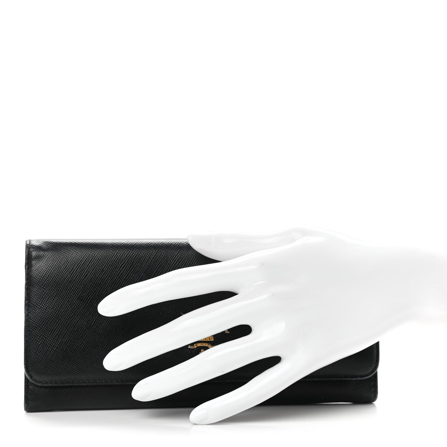 Saffiano Metal Continental Flap Wallet Black