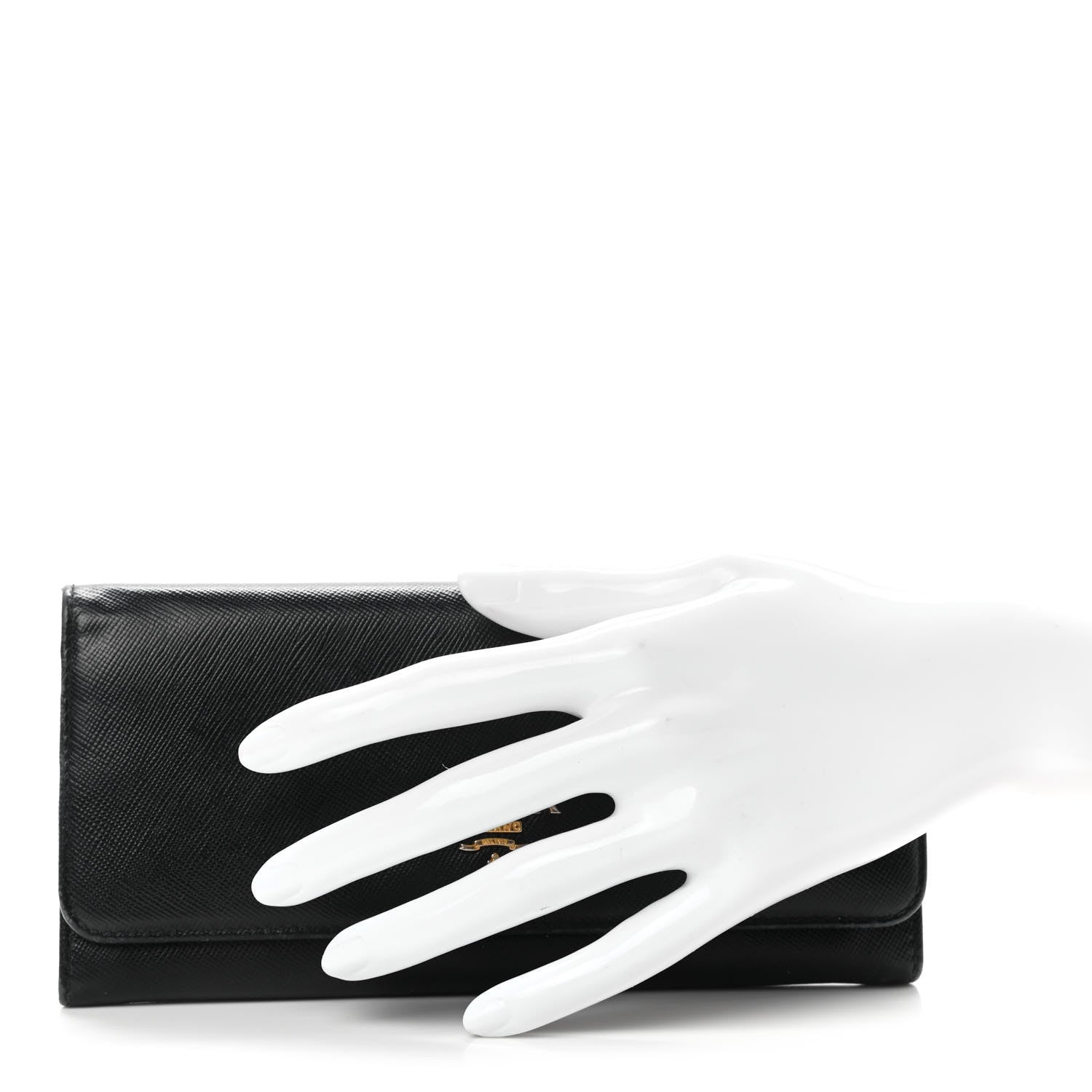 Prada Saffiano Metal Continental Flap Wallet Black 2 of 7
