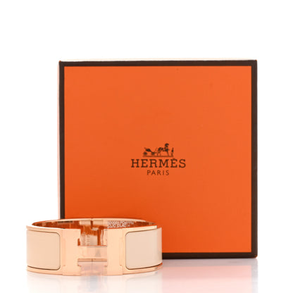Hermes Enamel Wide Clic Clac H Bracelet PM Beige Nacre 5 of 5