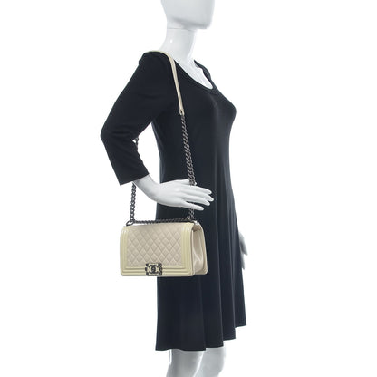 Chanel Goatskin Quilted Patent Medium Duo Boy Flap Ecru 2 of 10