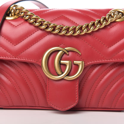 Gucci Calfskin Matelasse Mini GG Marmont Shoulder Bag Hibiscus Red 9 of 9