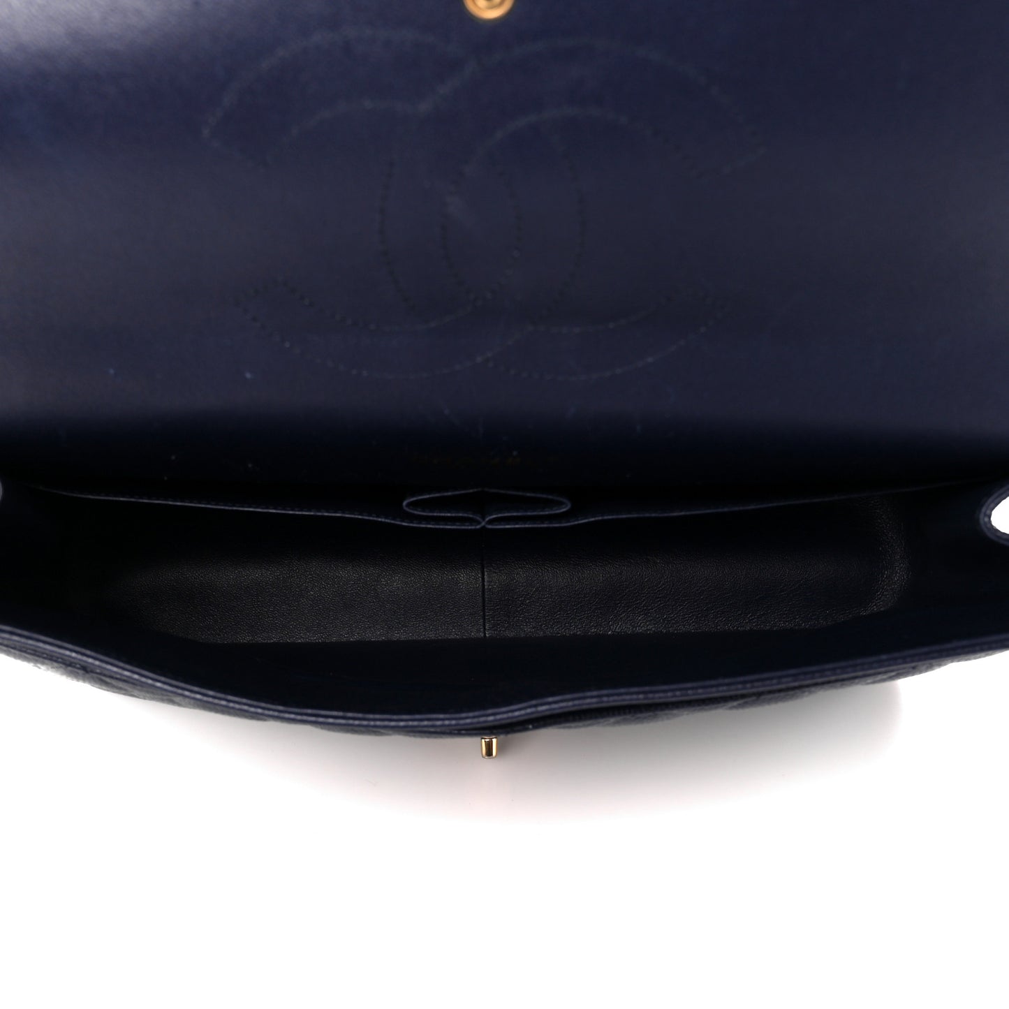 Caviar Quilted Maxi Double Flap Navy Blue