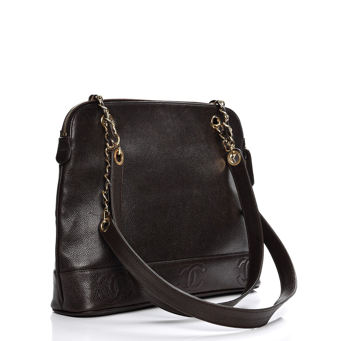 Caviar CC Shoulder Bag Dark Brown