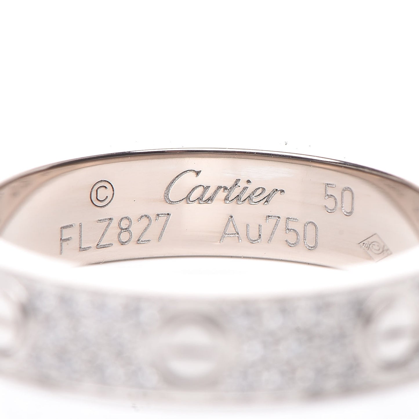 18K White Gold Diamond 4mm LOVE Wedding Paved Band Ring 50 5.25