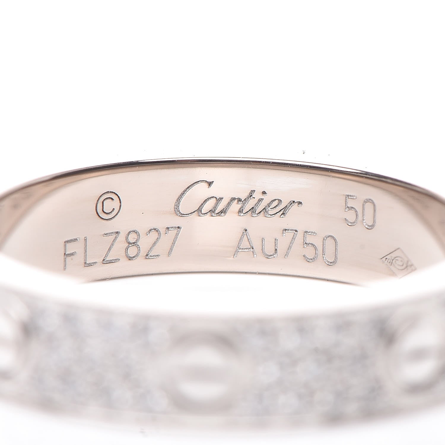 Cartier 18K White Gold Diamond 4mm LOVE Wedding Paved Band Ring 50 5.25 4 of 5