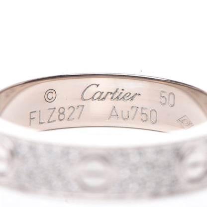 Cartier 18K White Gold Diamond 4mm LOVE Wedding Paved Band Ring 50 5.25 4 of 5