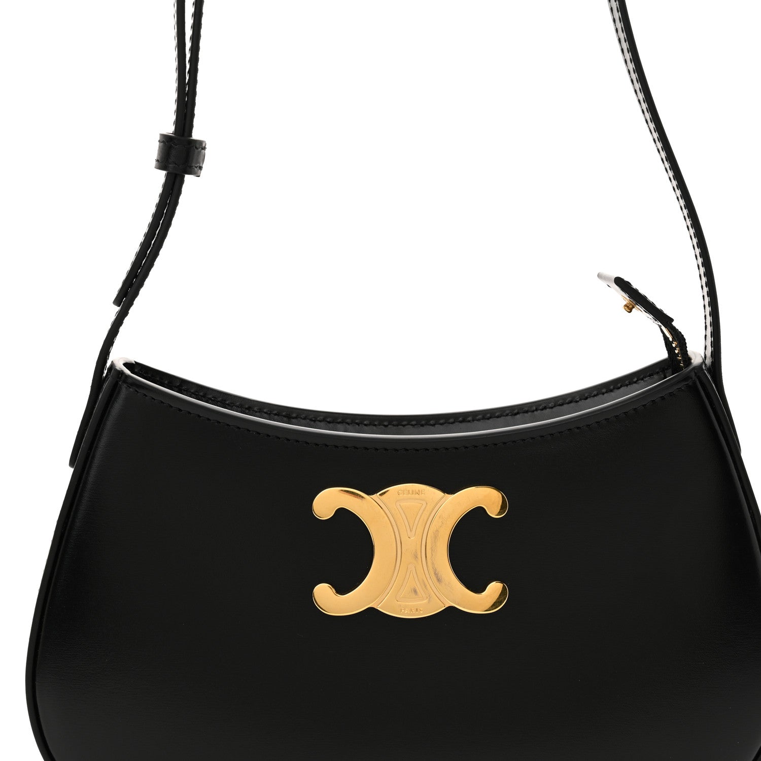 Celine Shiny Calfskin Medium Tilly Triomphe Shoulder Bag Black 7 of 10