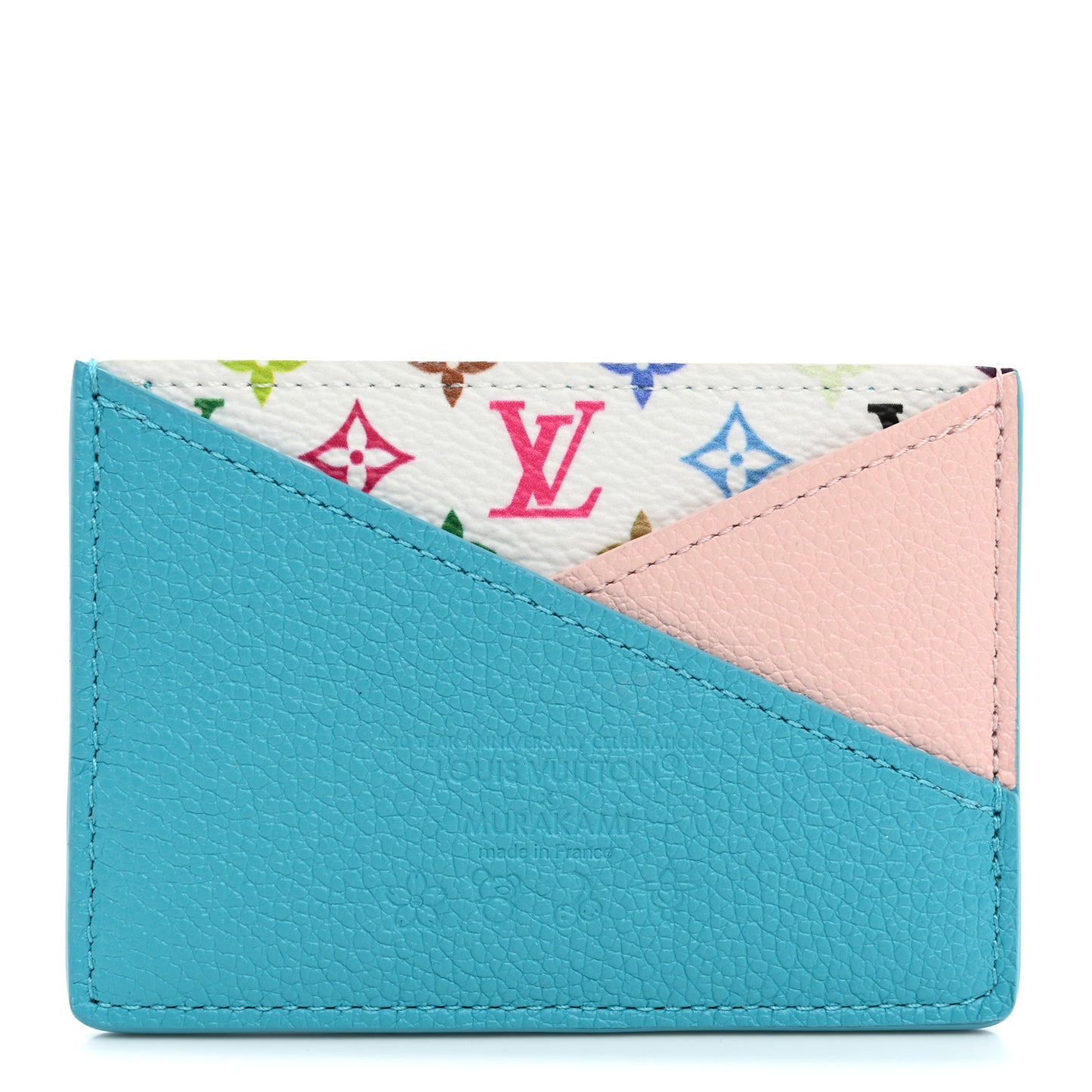 LV X TM Monogram Multicolor Criss-Cross Card Holder Kabira Blue Rose