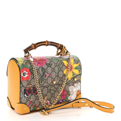 Gucci GG Supreme Monogram Flora Small Padlock Bamboo Shoulder Bag Beige Multicolor Crop 3 of 9