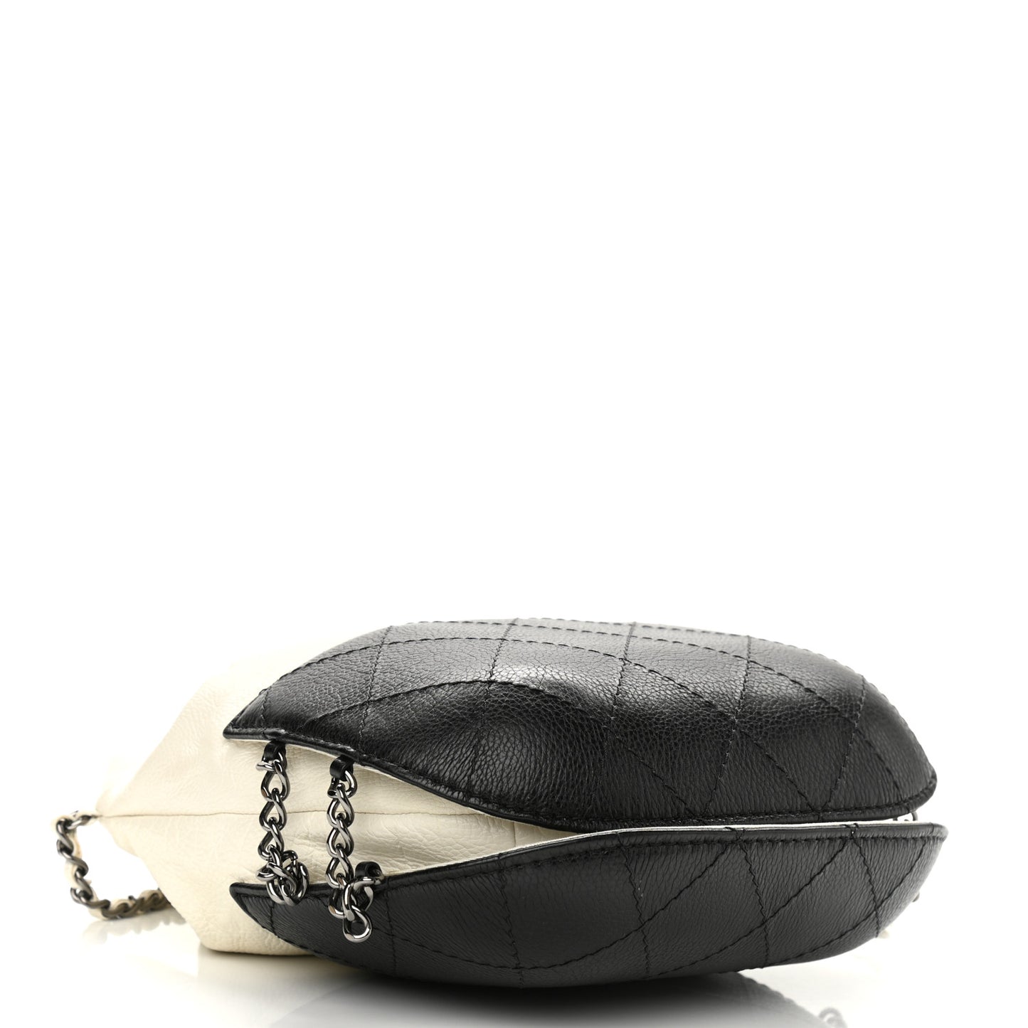 Aged Calfskin Quilted Small Gabrielle Bucket White Black