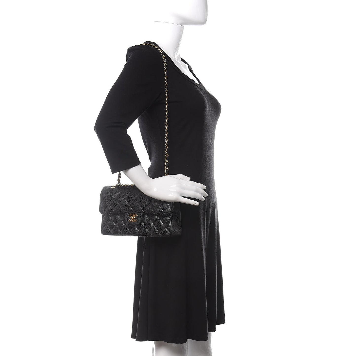 Caviar Quilted Small Double Flap Black