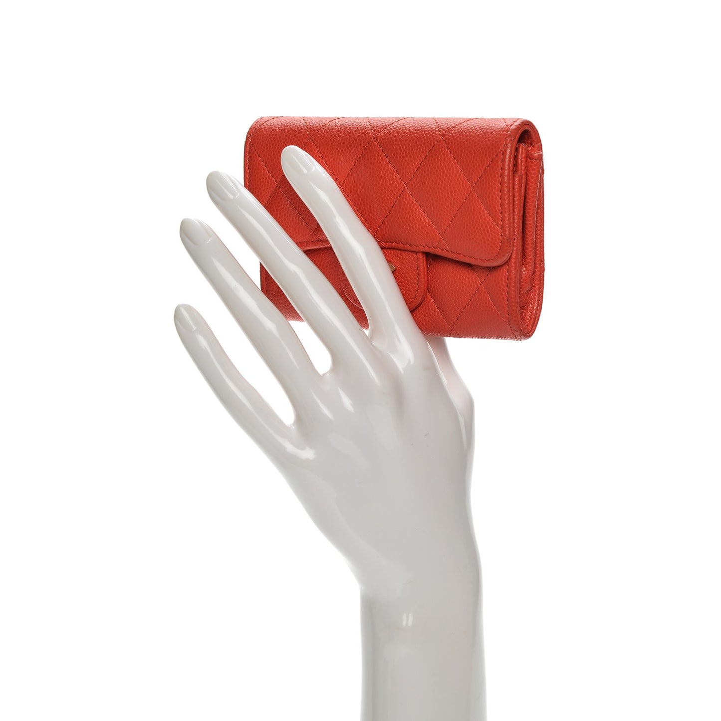 Caviar Quilted Flap Card Holder Red