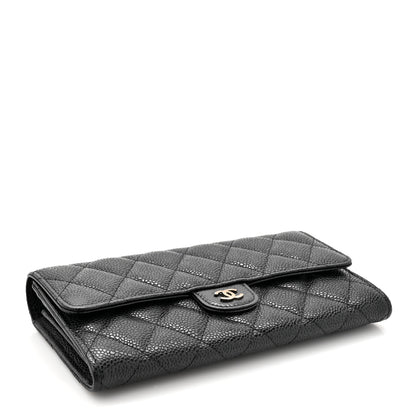 Chanel Caviar Quilted Large Gusset Flap Wallet Black 4 of 9