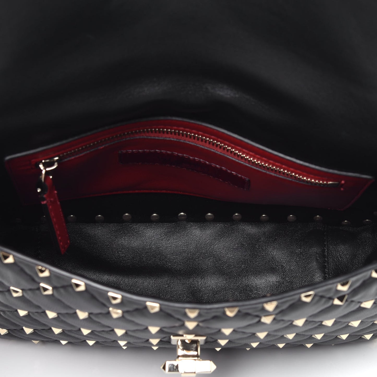 Lambskin Medium Rockstud Spike Shoulder Bag Black