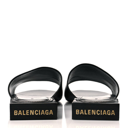 Balenciaga Shiny Smooth Sheepskin Box Flat Sandals 41 Black 5 of 11