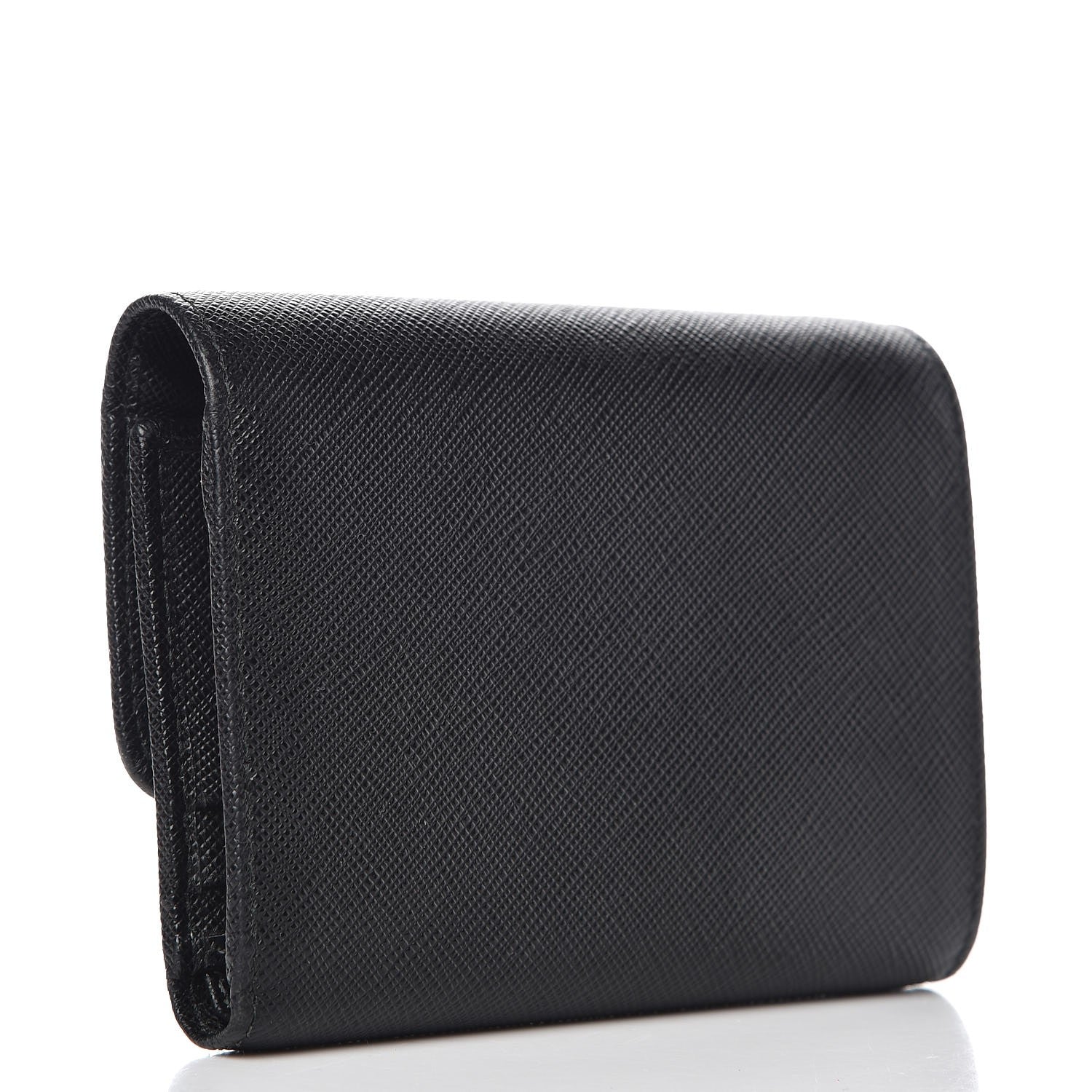 Prada Saffiano Metal Tri-Fold Wallet Black 3 of 6