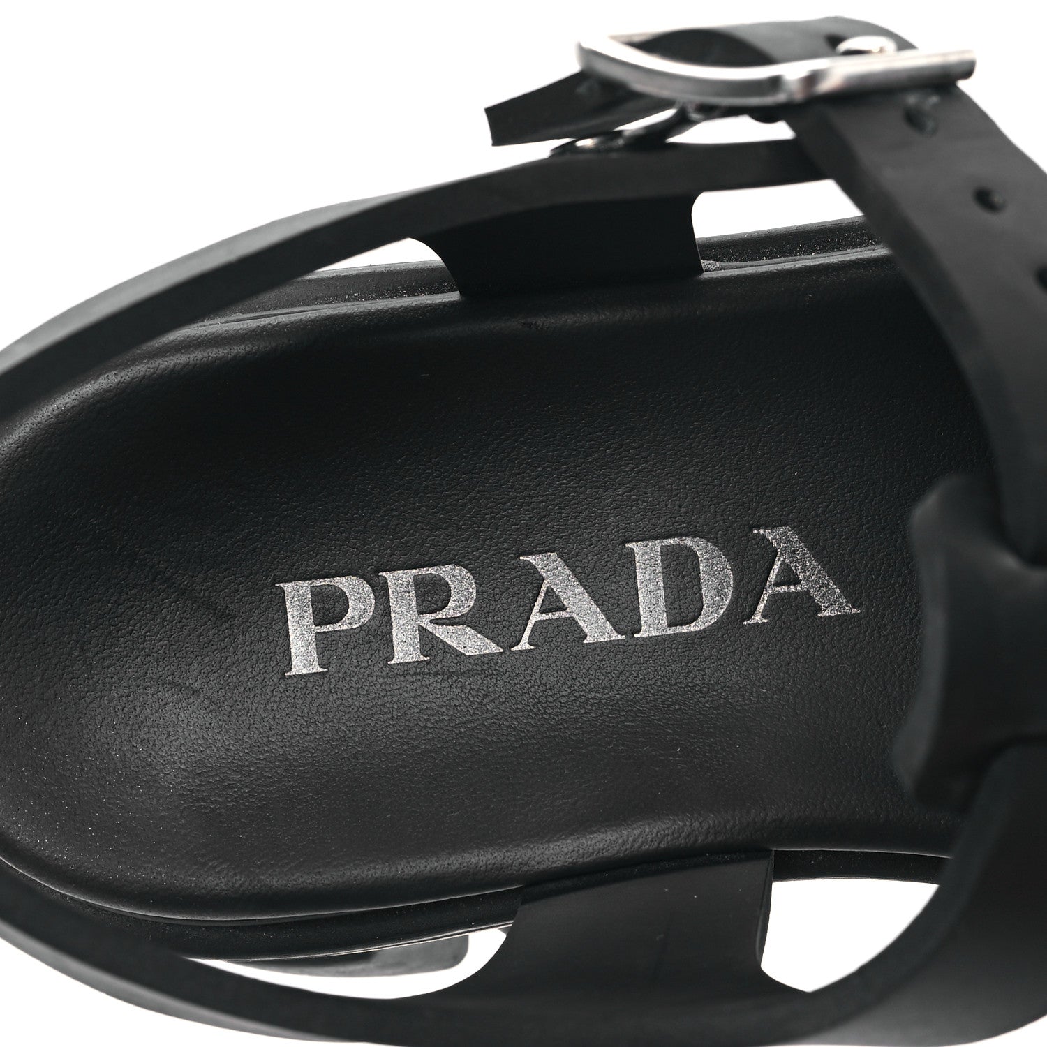 Prada Foam Rubber Triangle Logo Monolith 55mm Cage Sandals 37 Black 7 of 7